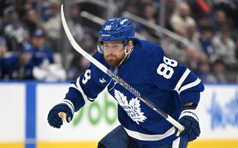 Mar 7, 2026; Toronto, Ontario, CAN;  Toronto Maple Leafs forward William Nylander (88) pursues the play against the Tampa Bay Lightning in the first period at Scotiabank Arena. Mandatory Credit: Dan Hamilton-Imagn Images