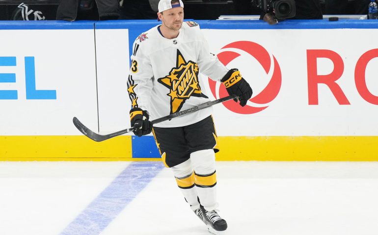 Feb 3, 2024; Toronto, Ontario, CAN; Team McDavid center Sam Reinhart (13) of the Florida Panthers skates during the warmup before the 2024 NHL All-Star Game at Scotiabank Arena. Mandatory Credit: Nick Turchiaro-USA TODAY Sports